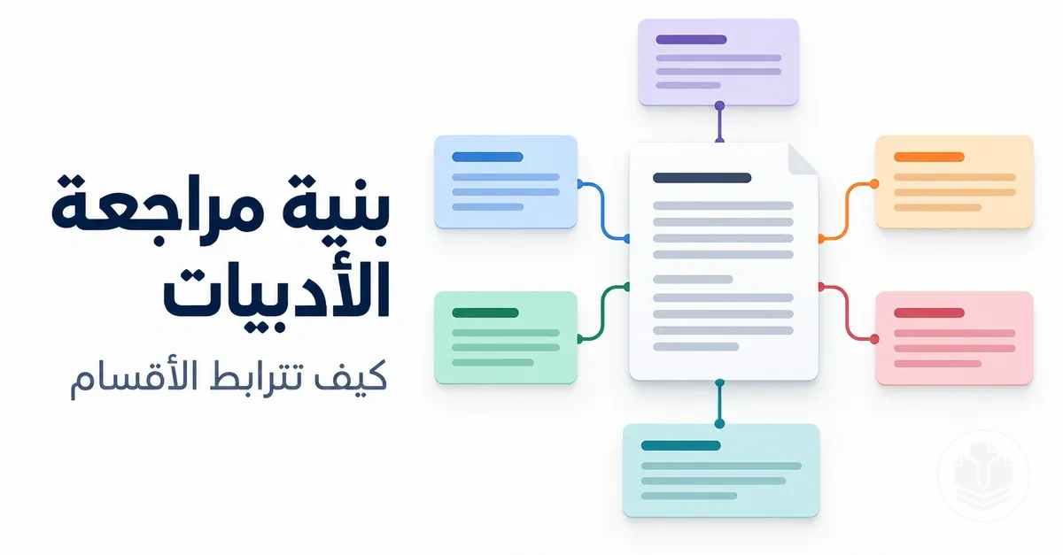 بنية مراجعة الأدبيات توضح كيفية ترابط الأقسام الرئيسية.