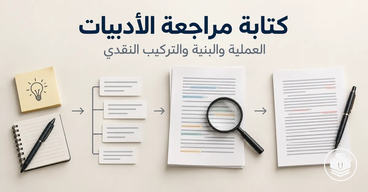 سير عمل كتابة مراجعة الأدبيات من التخطيط إلى التركيب النقدي والمراجعة النهائية.