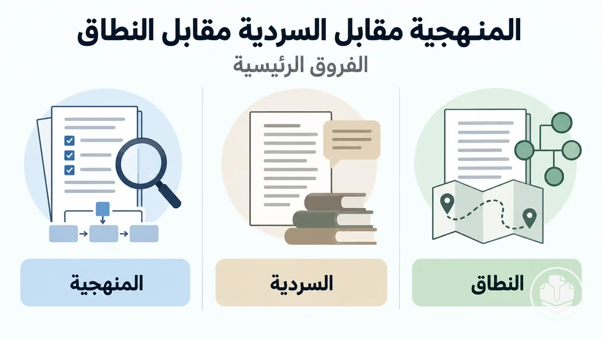 مقارنة بين أساليب المراجعة المنهجية والسردية ومراجعة النطاق.