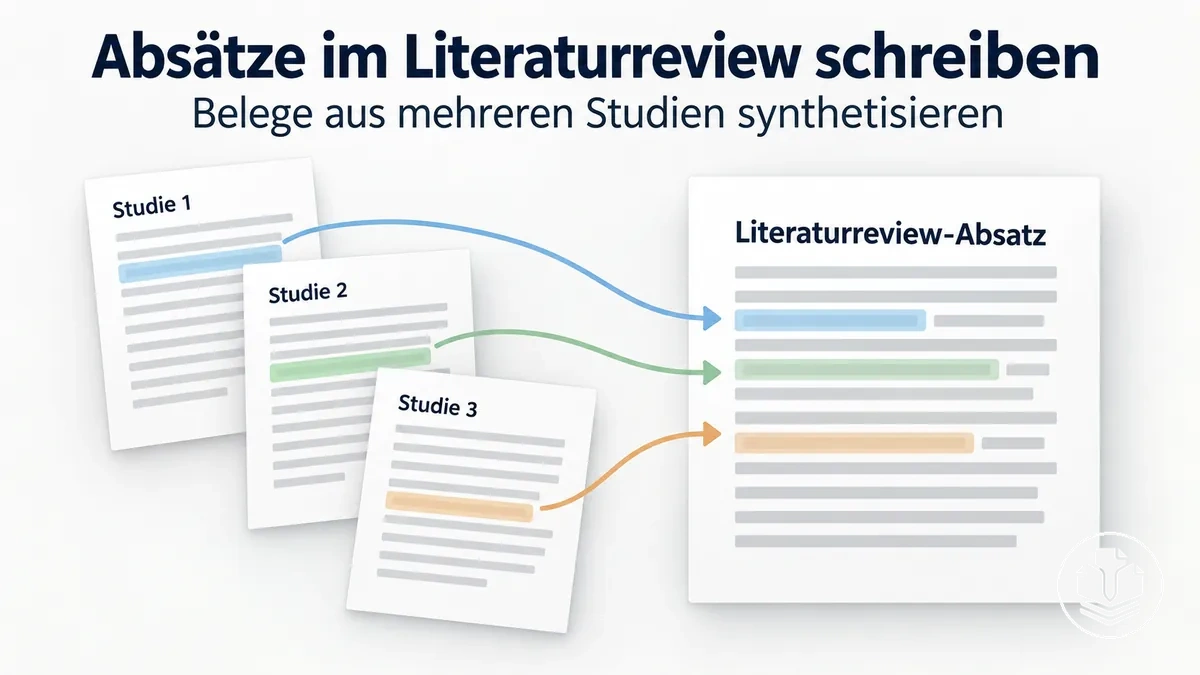 Aufbau eines Literaturreview-Absatzes, der Belege aus mehreren Studien miteinander verbindet.