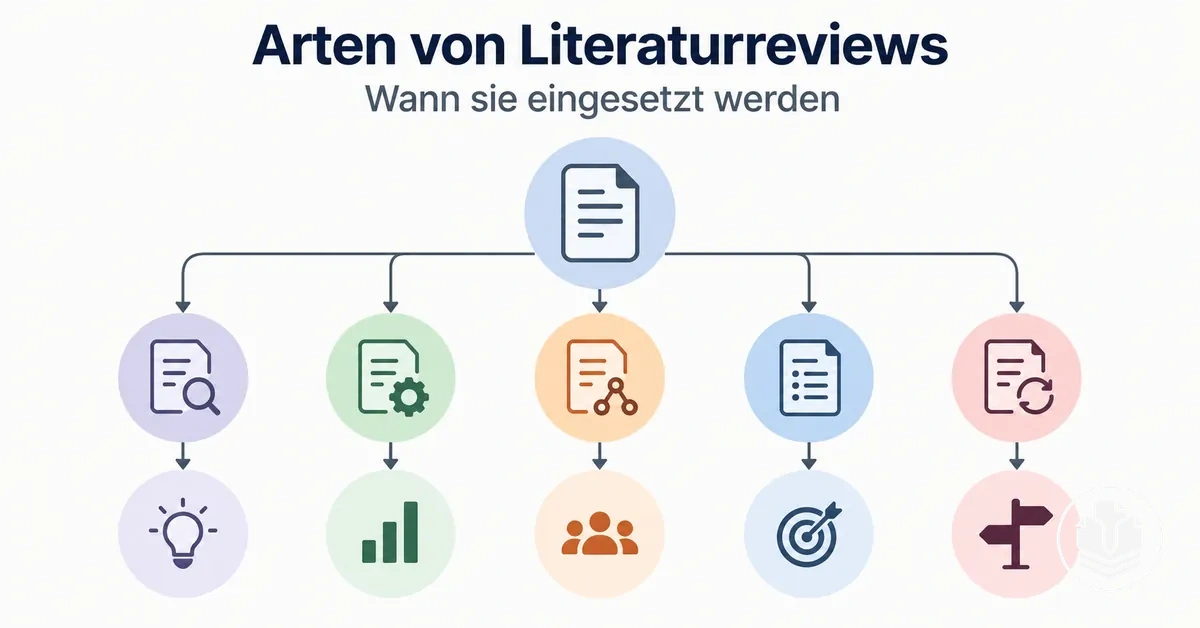 Überblick über die zentralen Arten von Literaturreviews und ihre Anwendungsfelder.