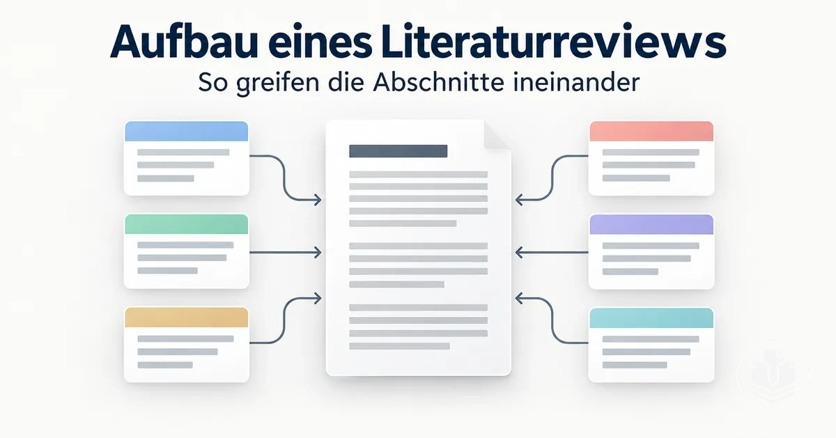 Aufbau eines Literaturreviews und die Verbindung seiner zentralen Abschnitte.