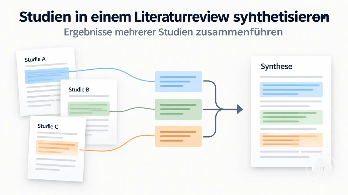 Syntheseprozess zum Zusammenführen von Ergebnissen verschiedener Studien in einem Literaturreview.