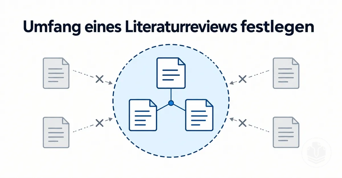 Planungsdiagramm zur Festlegung des Umfangs und der Grenzen eines Literaturreviews.