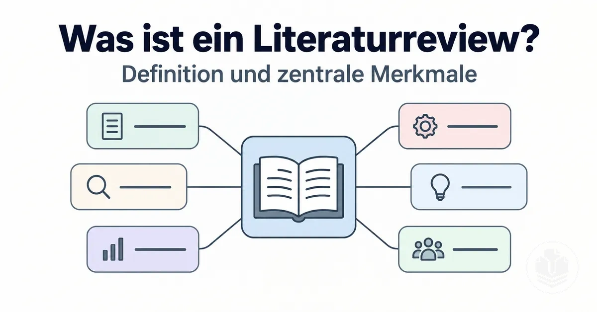 Diagramm mit den grundlegenden Merkmalen eines Literaturreviews.