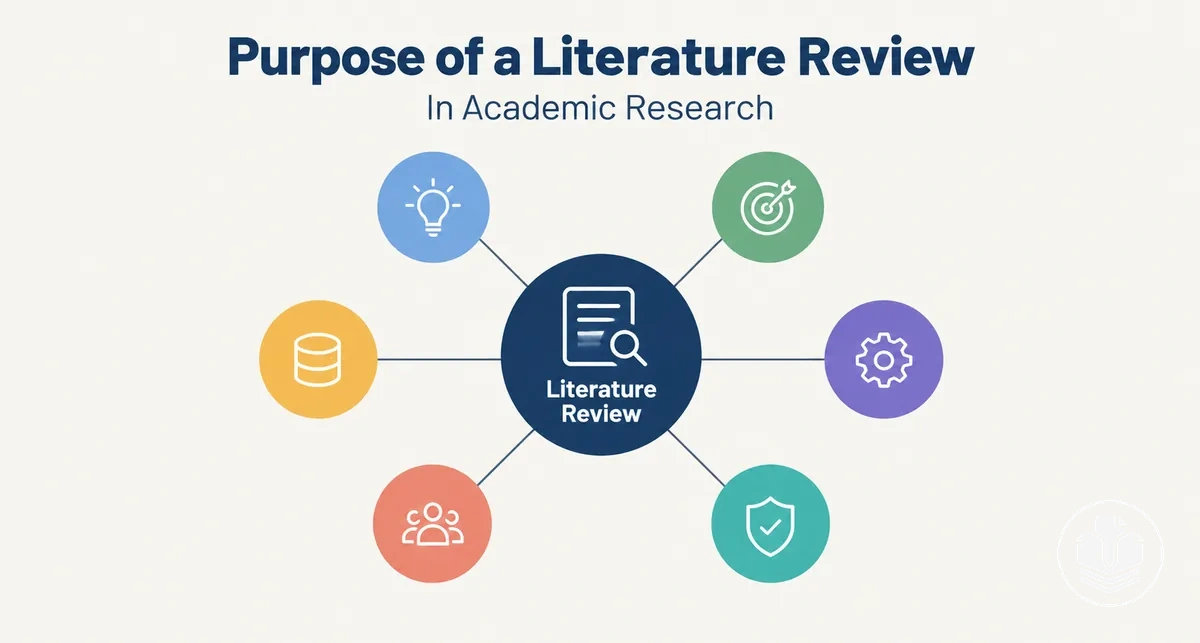 Academic research diagram showing the main purposes of a literature review.