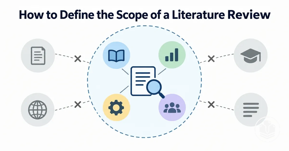 Planning diagram for defining the scope and boundaries of a literature review.
