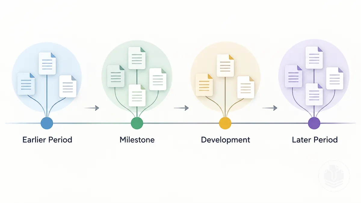 Literature evidence arranged chronologically across periods and developmental milestones