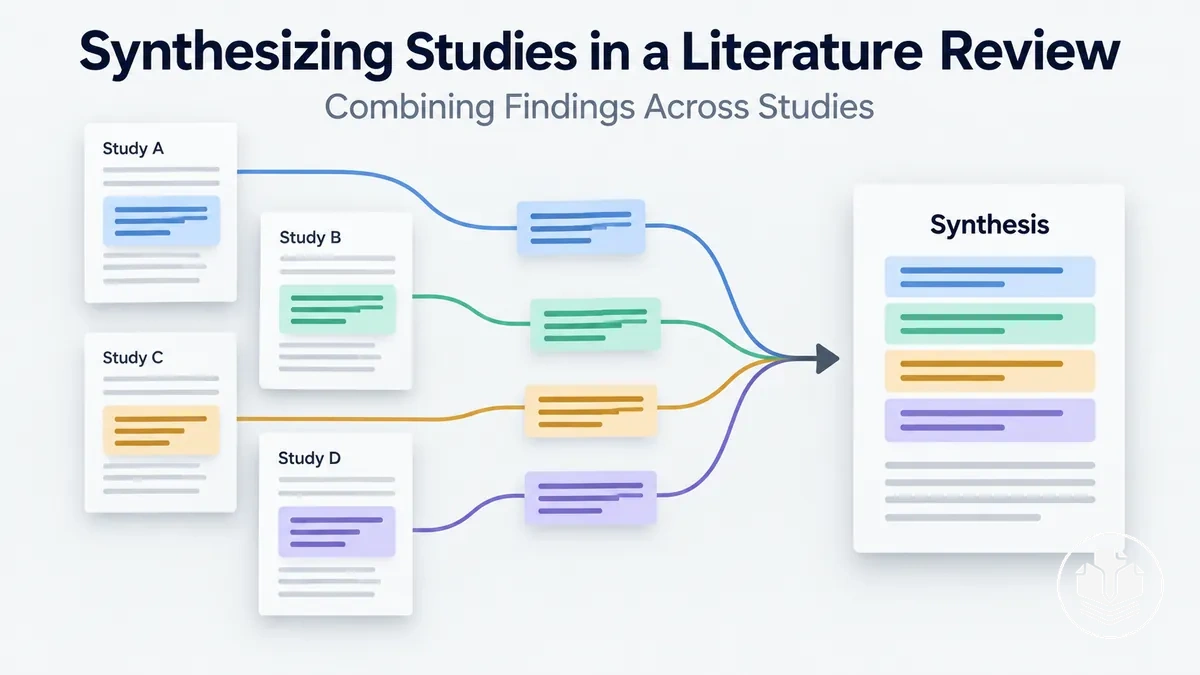 Cross-study synthesis process for combining findings in a literature review.