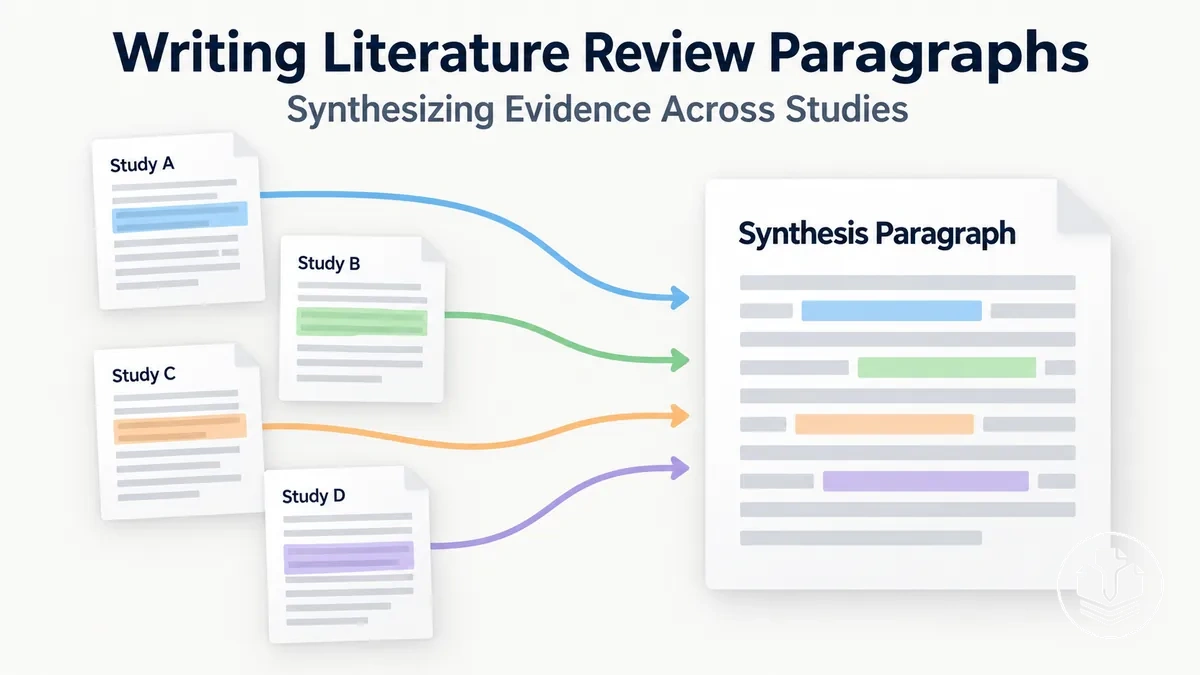 Literature review paragraph structure integrating evidence from multiple studies.