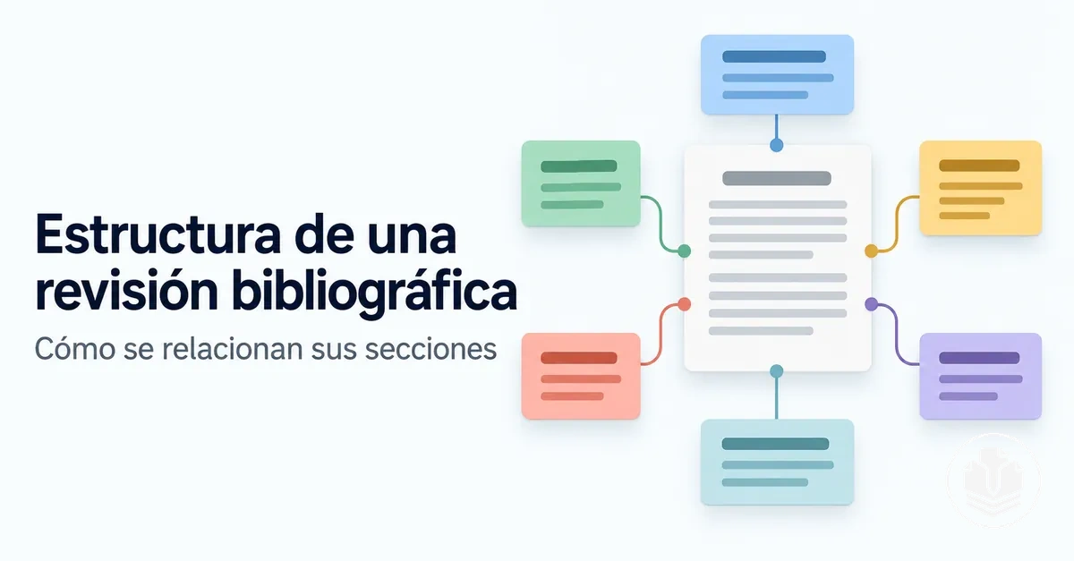 Estructura de una revisión bibliográfica y relación entre sus principales secciones.