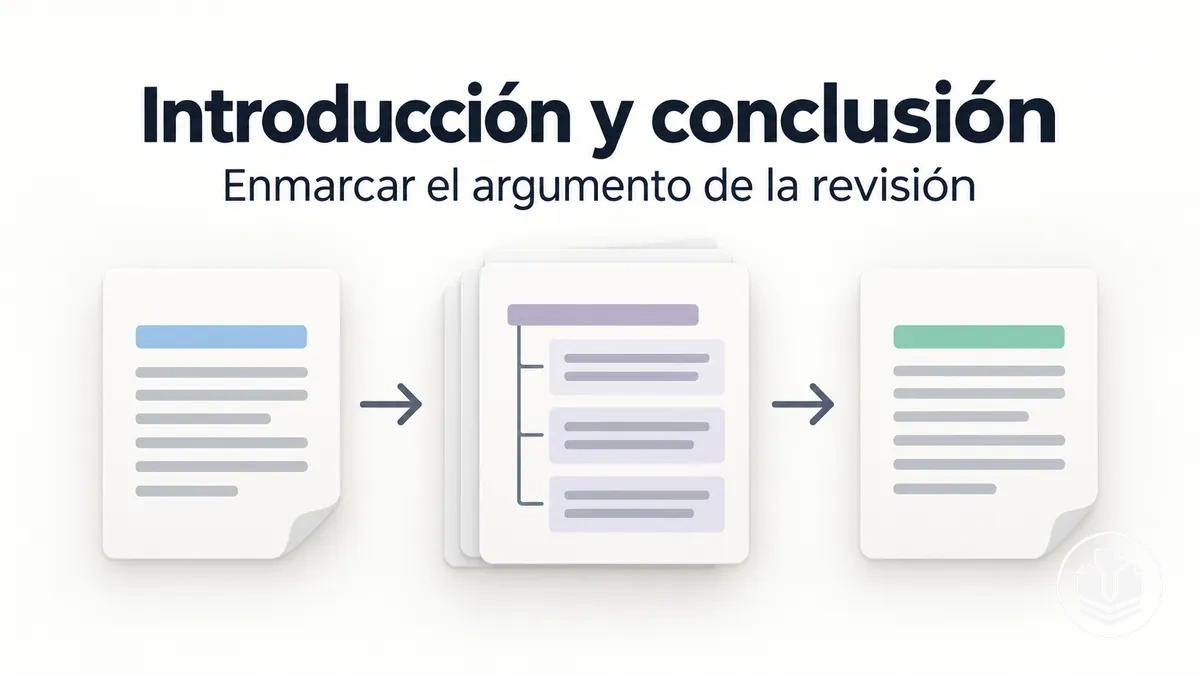 Introducción y conclusión de una revisión bibliográfica que enmarcan el argumento de la revisión.