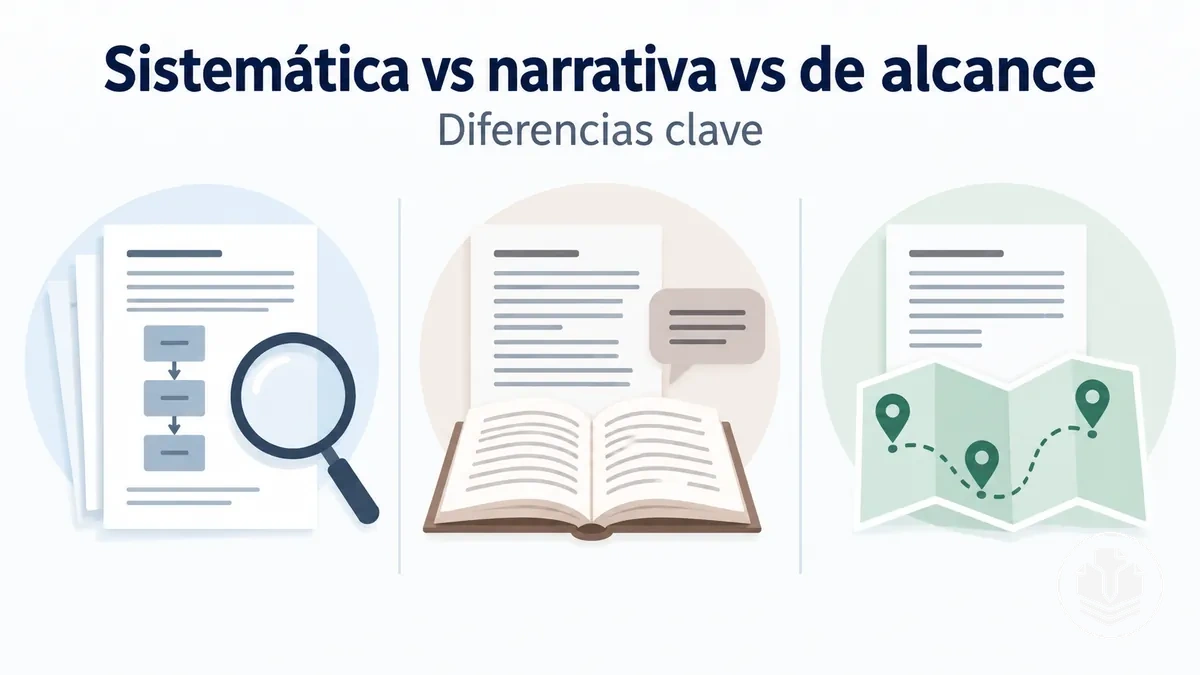 Comparación entre revisiones sistemáticas, narrativas y de alcance.