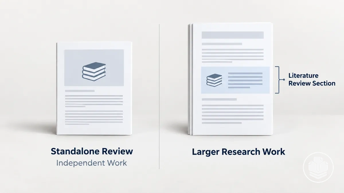 Gráfico comparativo que muestra una revisión bibliográfica independiente y una sección de revisión bibliográfica dentro de un trabajo de investigación más extenso.