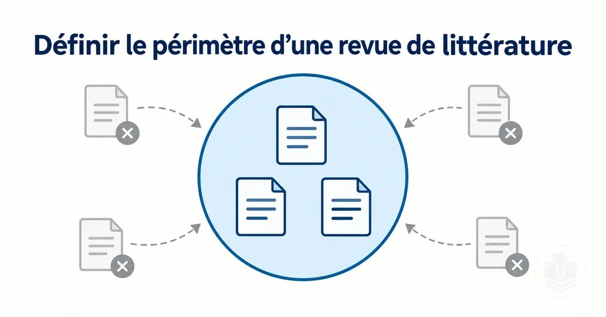 Schéma de planification pour définir le périmètre et les limites d’une revue de littérature.