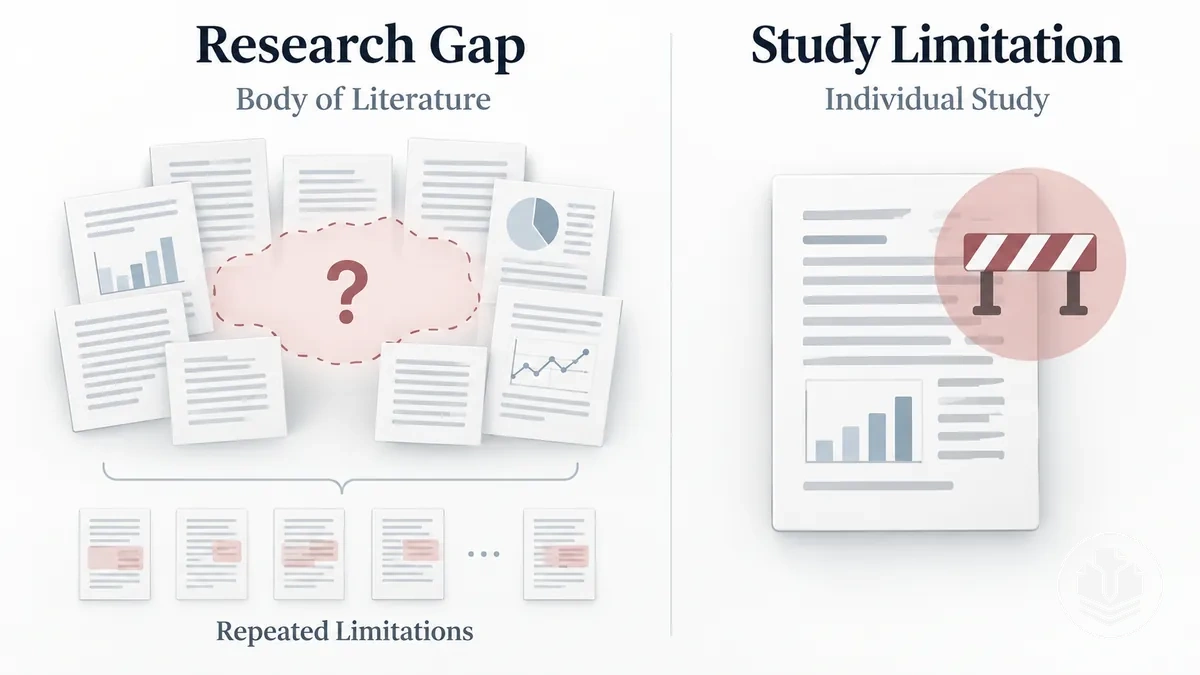 Comparaison entre une lacune de recherche et une limitation d’étude.