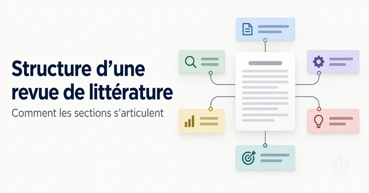 Structure d’une revue de littérature montrant les liens entre ses principales sections.