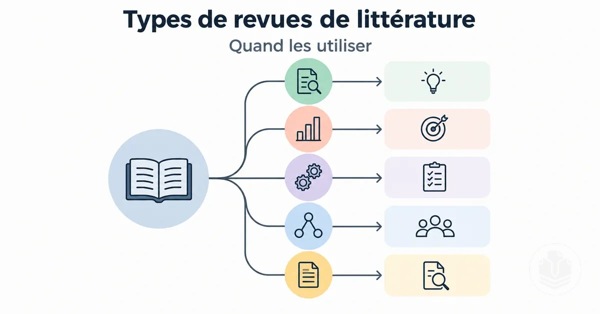 Vue d’ensemble des principaux types de revues de littérature et de leurs usages.