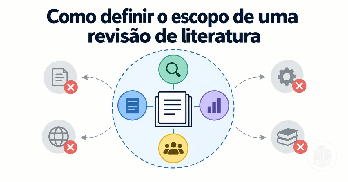 Diagrama de planejamento para definir o escopo e os limites de uma revisão de literatura.