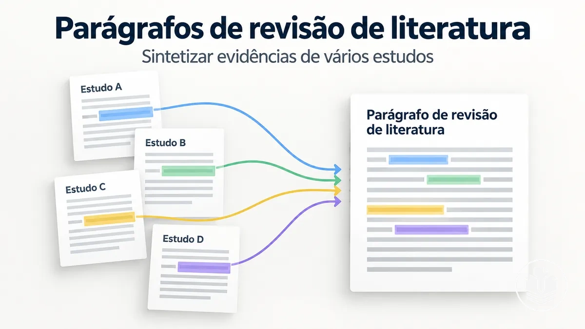 Estrutura de um parágrafo de revisão de literatura que integra evidências de vários estudos.