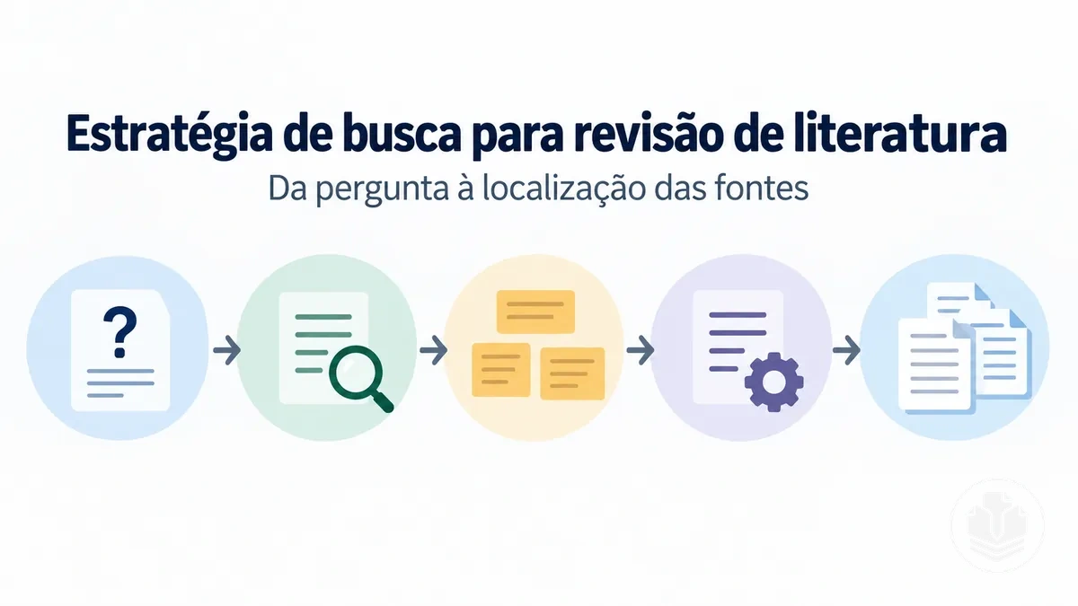 Estratégia de busca para uma revisão de literatura, da pergunta de pesquisa à localização das fontes.