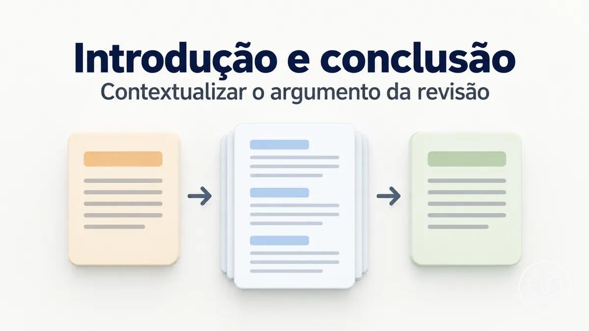 Introdução e conclusão de uma revisão de literatura que contextualizam o argumento da revisão.