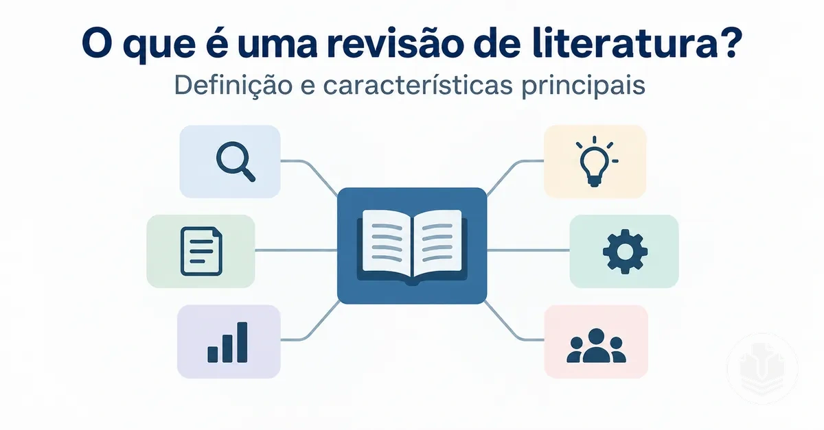 Diagrama com as características que definem uma revisão de literatura.
