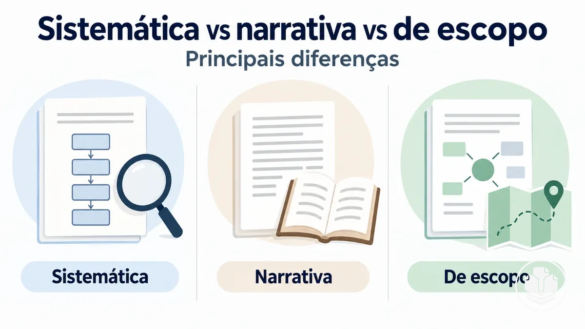 Comparação entre revisões sistemáticas, narrativas e de escopo.