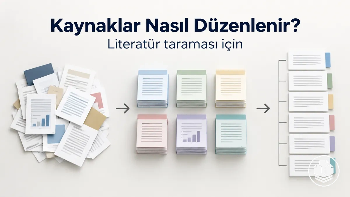 Sentez öncesinde literatür taraması kaynaklarını düzenlemeye yönelik iş akışı.