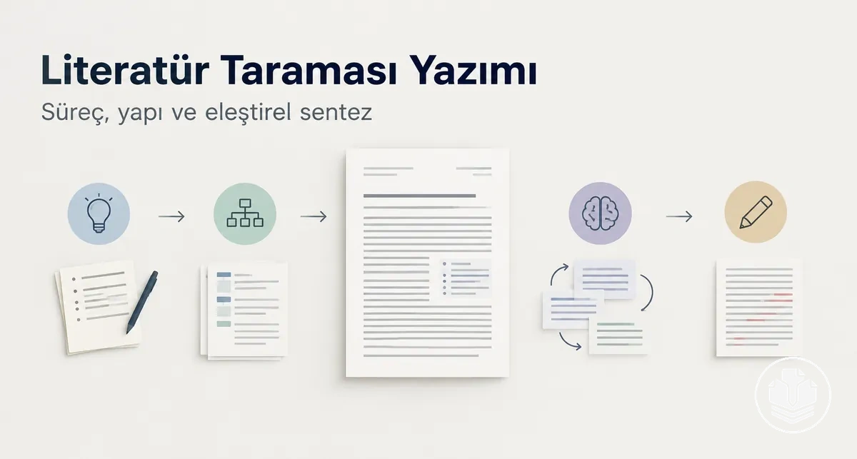 Planlamadan eleştirel senteze ve son düzenlemeye uzanan literatür taraması yazım süreci.