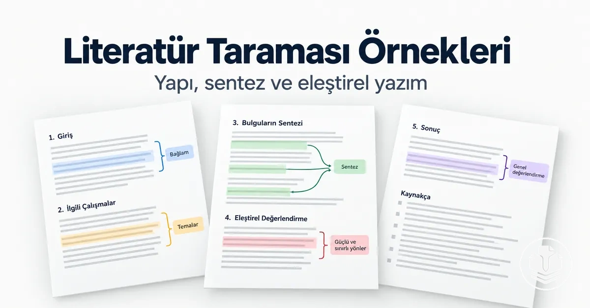 Yapı, sentez ve eleştirel yazımı gösteren açıklamalı literatür taraması örnekleri.